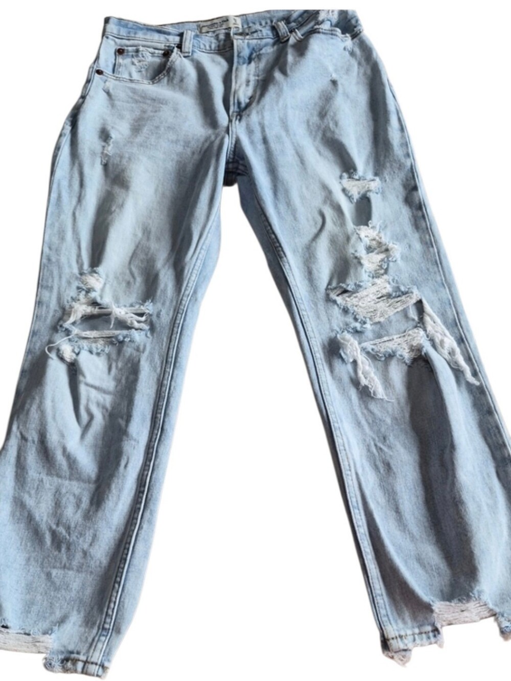 Abercrombie & Fitch Ultra High Rise Ankle Straight Distressed Jeans 28